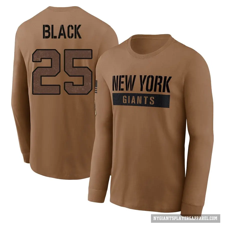 Youth ＃25 Korie Black New York Giants Black Brown 2023 Salute To Service Long Sleeve T-Shirt