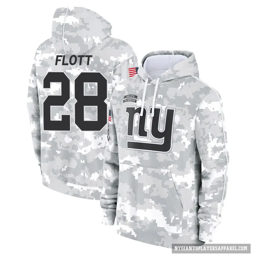 Youth ＃28 Cor'Dale Flott New York Giants Arctic Camo 2024 Salute to Service Club Fleece Pullover Hoodie