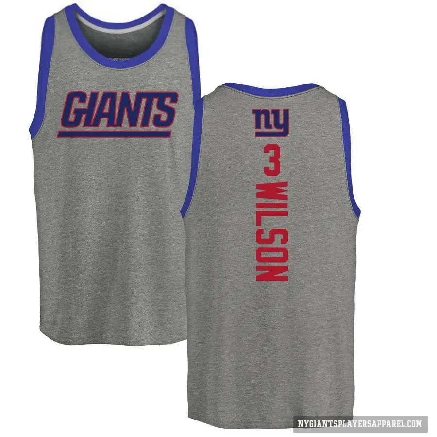 Youth ＃3 Russell Wilson New York Giants Ash Backer Tank Top