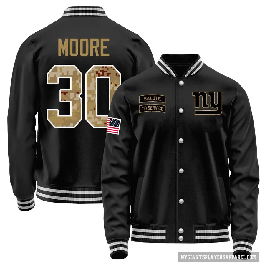 Youth ＃30 TJ Moore New York Giants Black Salute to Service Sideline Performance Jacket