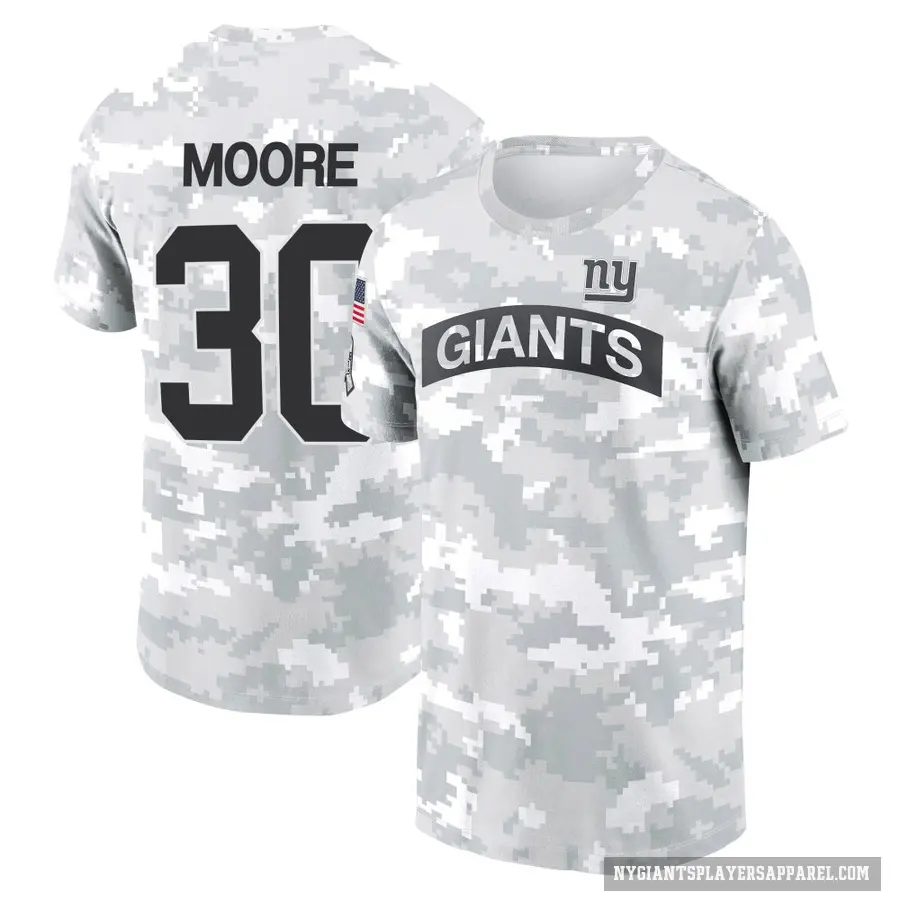 Youth ＃30 TJ Moore New York Giants Camo Arctic 2024 Salute to Service Performance T-Shirt