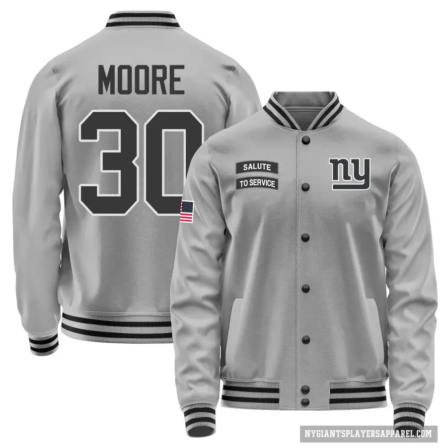Youth ＃30 TJ Moore New York Giants Gray Salute to Service Performance Jacket