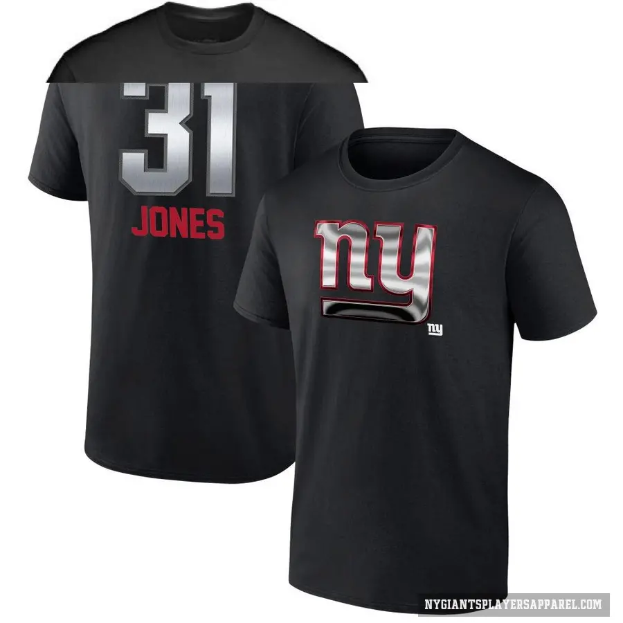 Youth ＃31 Nic Jones New York Giants Black Midnight Mascot T-Shirt