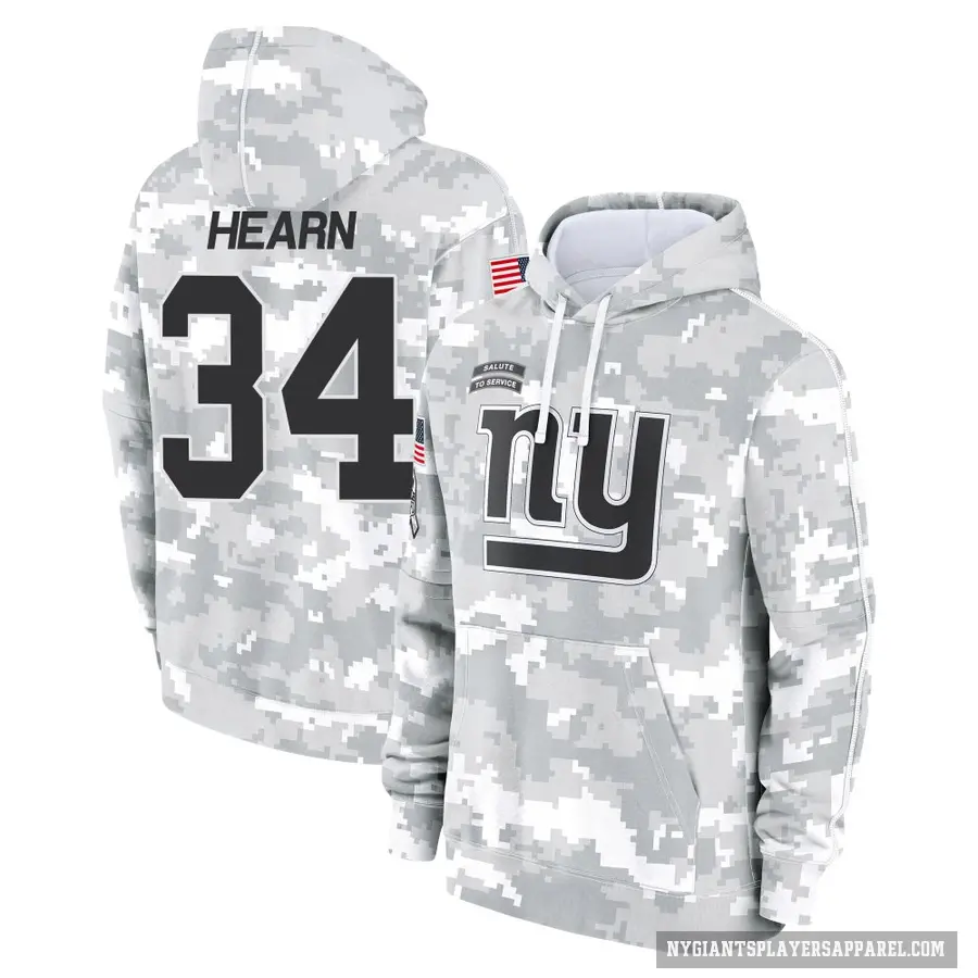 Youth ＃34 Azizi Hearn New York Giants Arctic Camo 2024 Salute to Service Club Fleece Pullover Hoodie