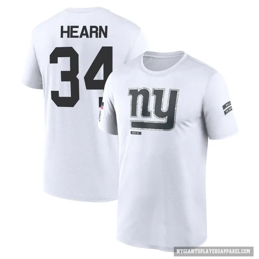 Youth ＃34 Azizi Hearn New York Giants White 2024 Salute to Service Performance T-Shirt