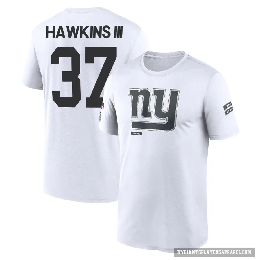 Youth ＃37 Tre Hawkins III New York Giants White 2024 Salute to Service Performance T-Shirt