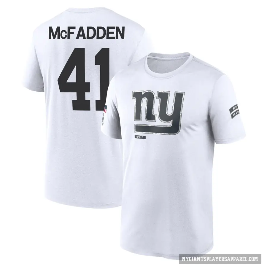 Youth ＃41 Micah McFadden New York Giants White 2024 Salute to Service Performance T-Shirt