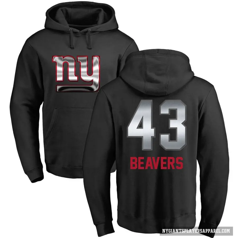 Youth ＃43 Darrian Beavers New York Giants Black Midnight Mascot Pullover Hoodie