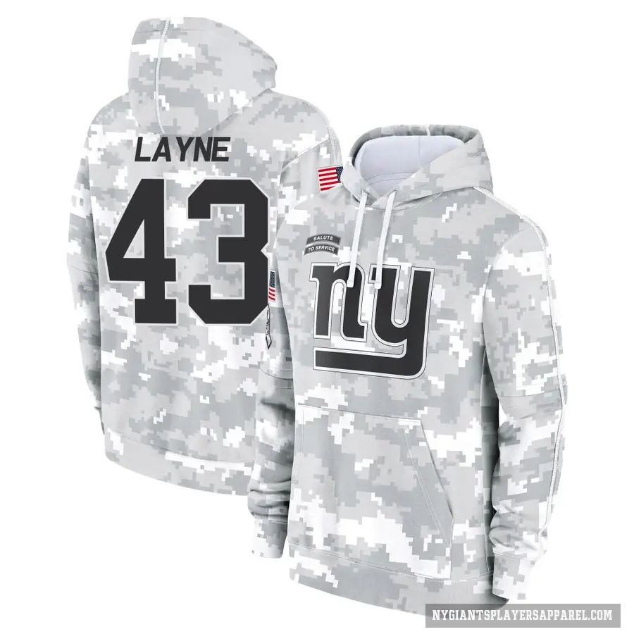 Youth ＃43 Raheem Layne New York Giants Arctic Camo 2024 Salute to Service Club Fleece Pullover Hoodie