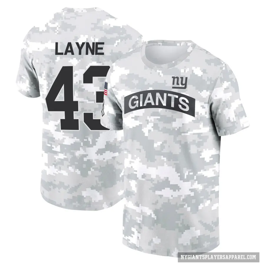 Youth ＃43 Raheem Layne New York Giants Camo Arctic 2024 Salute to Service Performance T-Shirt