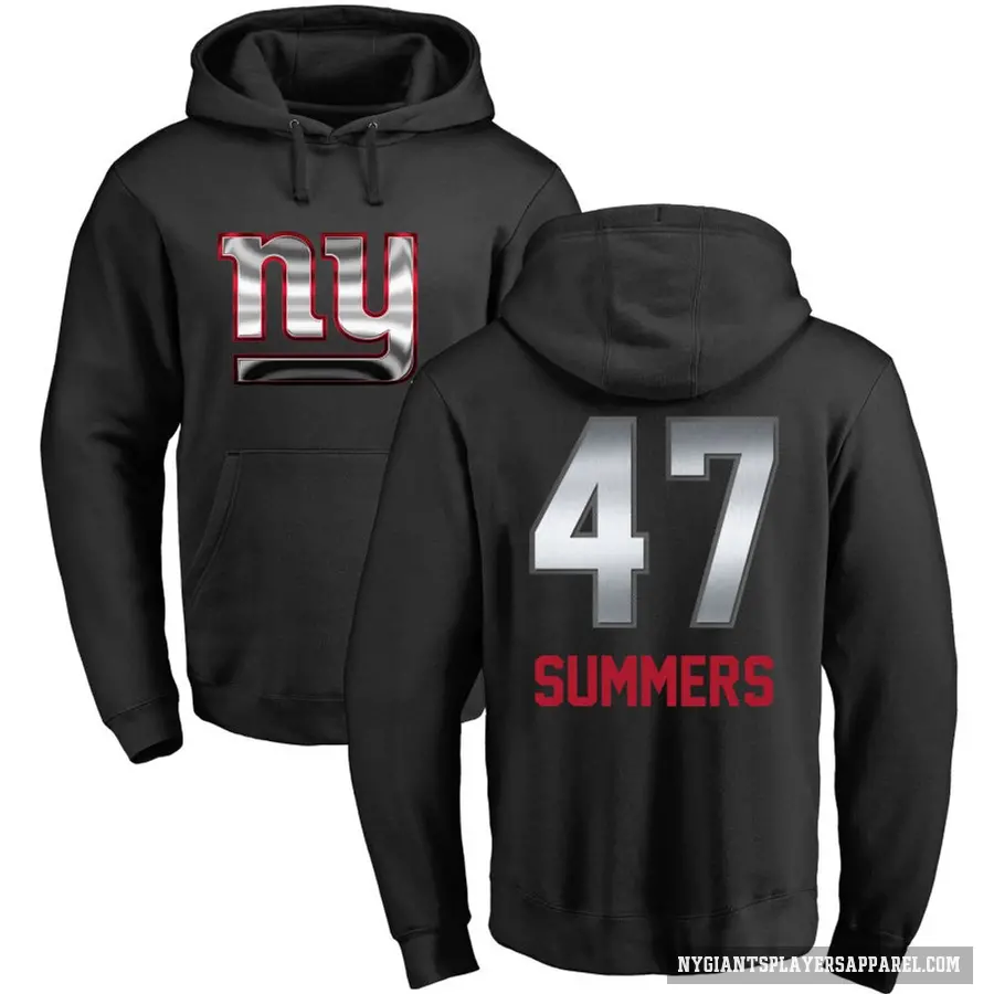 Youth ＃47 Ty Summers New York Giants Black Midnight Mascot Pullover Hoodie