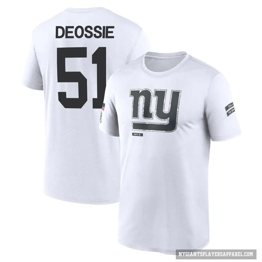 Youth ＃51 Zak DeOssie New York Giants White 2024 Salute to Service Performance T-Shirt