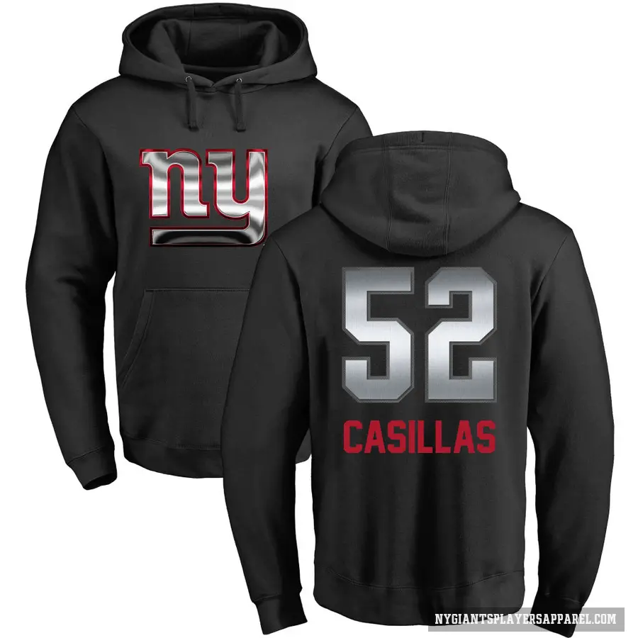 Youth ＃52 Jonathan Casillas New York Giants Black Midnight Mascot Pullover Hoodie