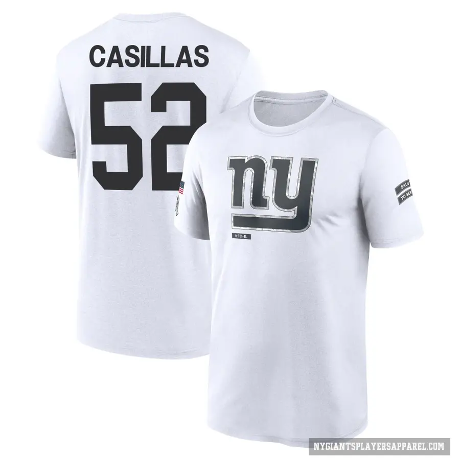 Youth ＃52 Jonathan Casillas New York Giants White 2024 Salute to Service Performance T-Shirt