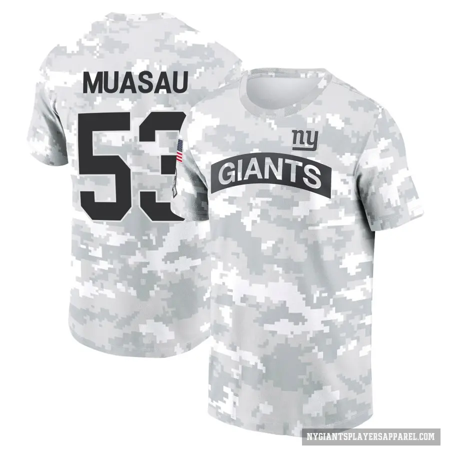 Youth ＃53 Darius Muasau New York Giants Camo Arctic 2024 Salute to Service Performance T-Shirt