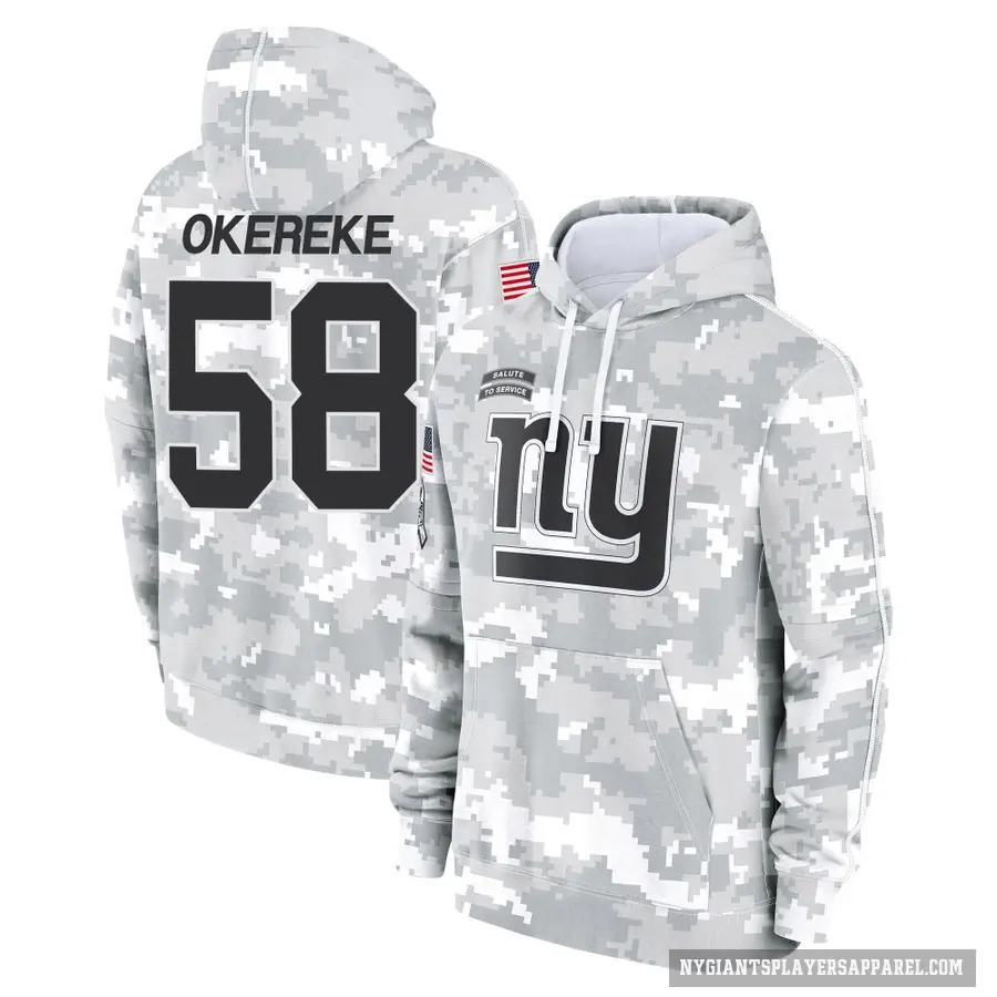 Youth ＃58 Bobby Okereke New York Giants Arctic Camo 2024 Salute to Service Club Fleece Pullover Hoodie