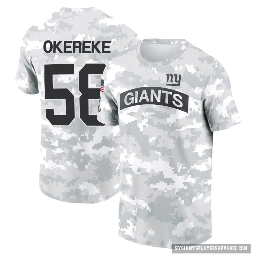 Youth ＃58 Bobby Okereke New York Giants Camo Arctic 2024 Salute to Service Performance T-Shirt