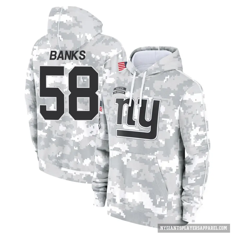 Youth ＃58 Carl Banks New York Giants Arctic Camo 2024 Salute to Service Club Fleece Pullover Hoodie