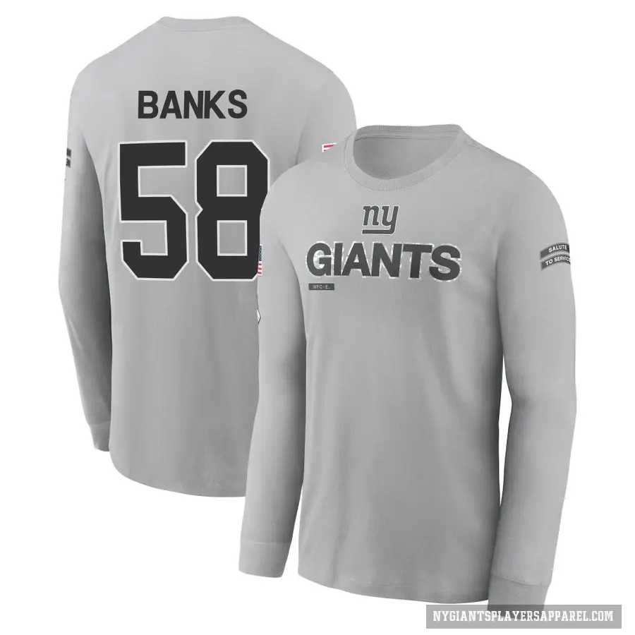 Youth ＃58 Carl Banks New York Giants Gray 2024 Salute to Service Long Sleeve T-Shirt