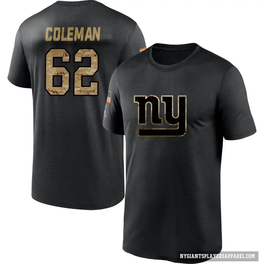 Youth ＃62 Davon Coleman New York Giants Black 2020 Salute To Service Performance T-Shirt