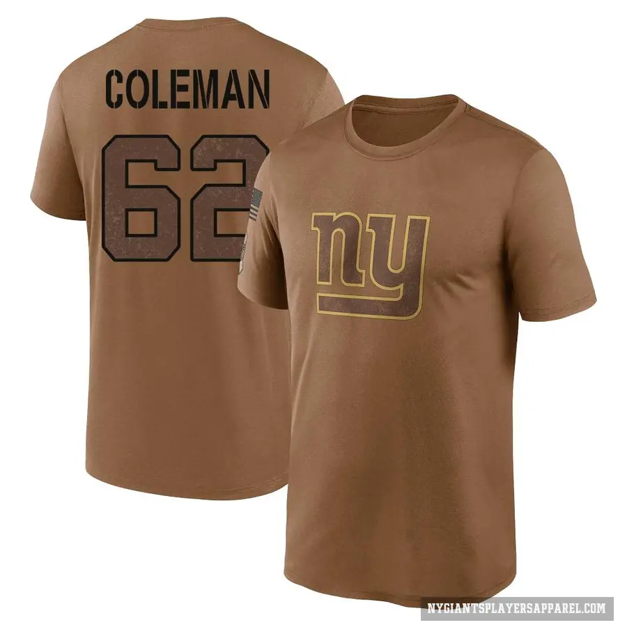 Youth ＃62 Davon Coleman New York Giants Brown 2023 Salute To Service Performance T-Shirt