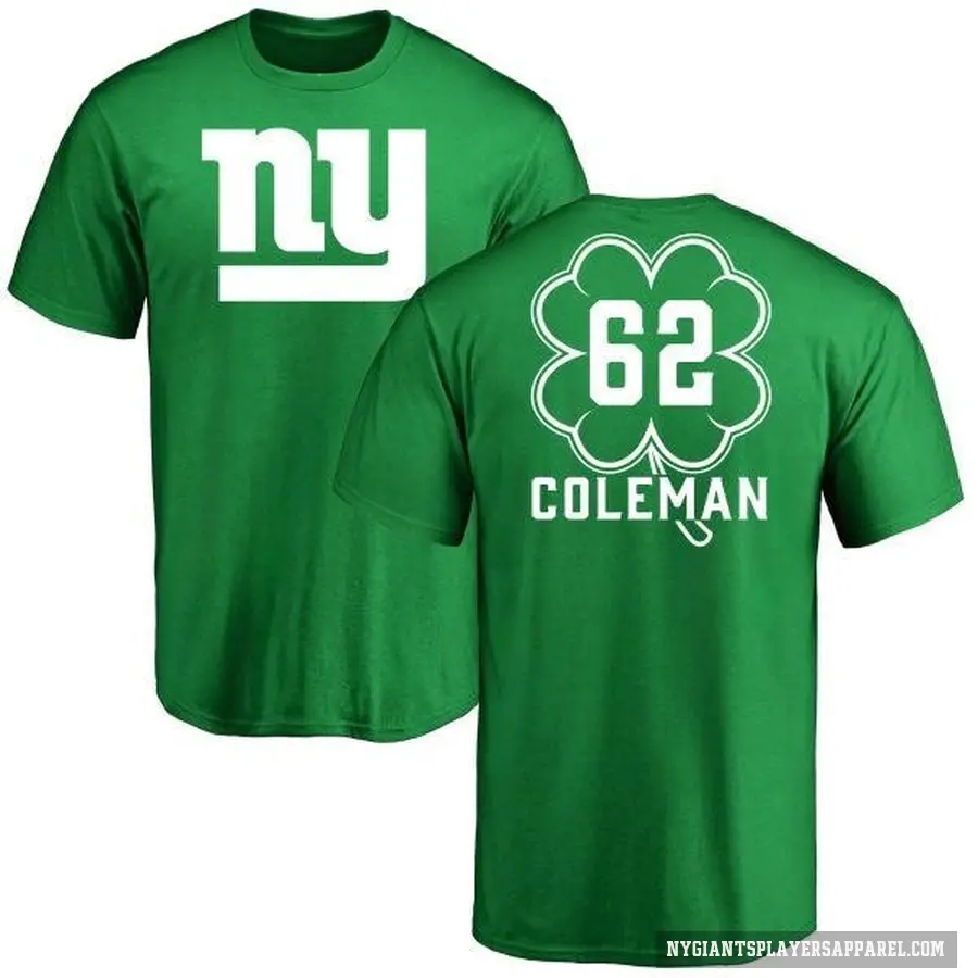 Youth ＃62 Davon Coleman New York Giants Green St. Patrick's Day T-Shirt