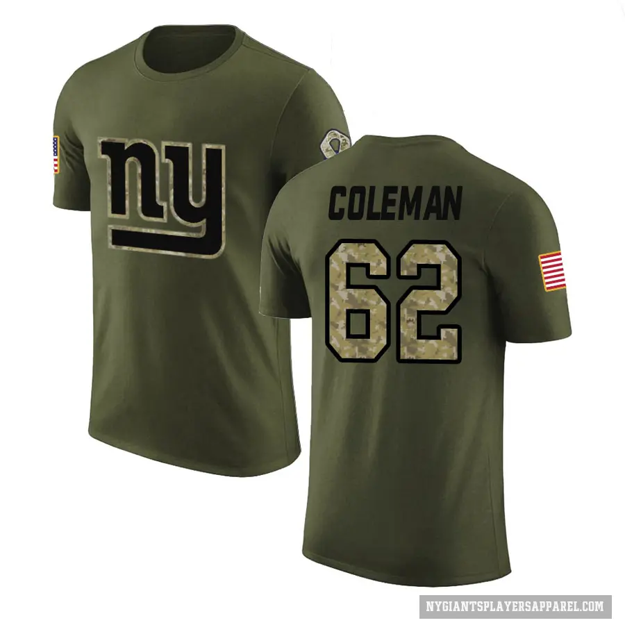 Youth ＃62 Davon Coleman New York Giants Olive Salute to Service T-Shirt