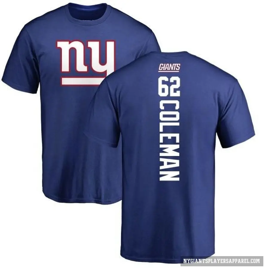 Youth ＃62 Davon Coleman New York Giants Royal Backer T-Shirt