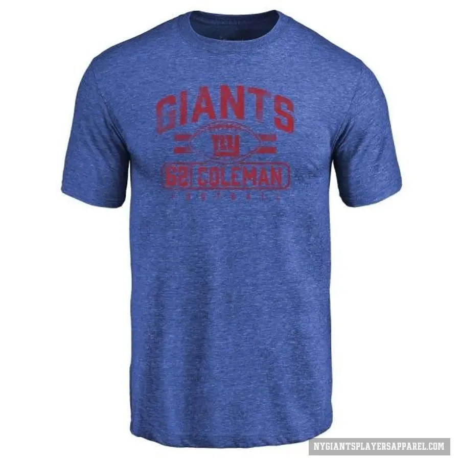 Youth ＃62 Davon Coleman New York Giants Royal Flanker T-Shirt