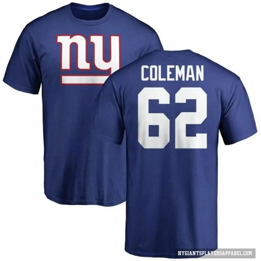 Youth ＃62 Davon Coleman New York Giants Royal Logo T-Shirt