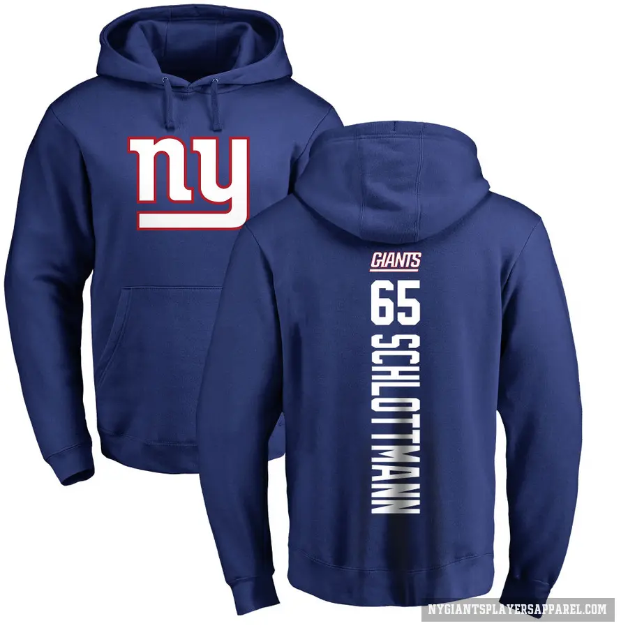 Youth ＃65 Austin Schlottmann New York Giants Royal Pro Line Backer Pullover Hoodie