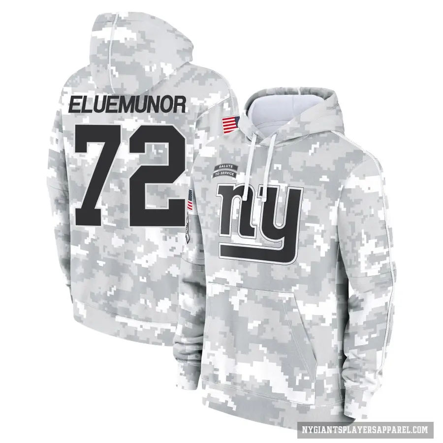 Youth ＃72 Jermaine Eluemunor New York Giants Arctic Camo 2024 Salute to Service Club Fleece Pullover Hoodie