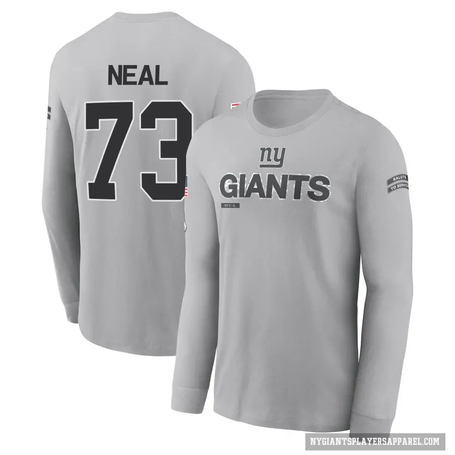 Youth ＃73 Evan Neal New York Giants Gray 2024 Salute to Service Long Sleeve T-Shirt