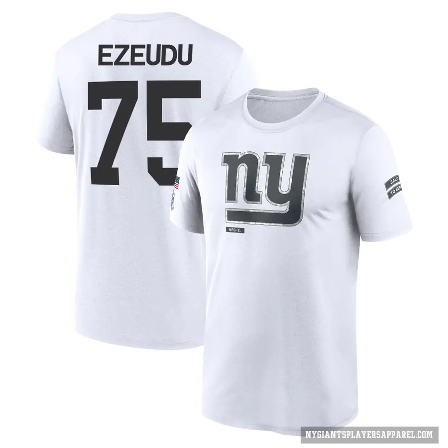 Youth ＃75 Joshua Ezeudu New York Giants White 2024 Salute to Service Performance T-Shirt
