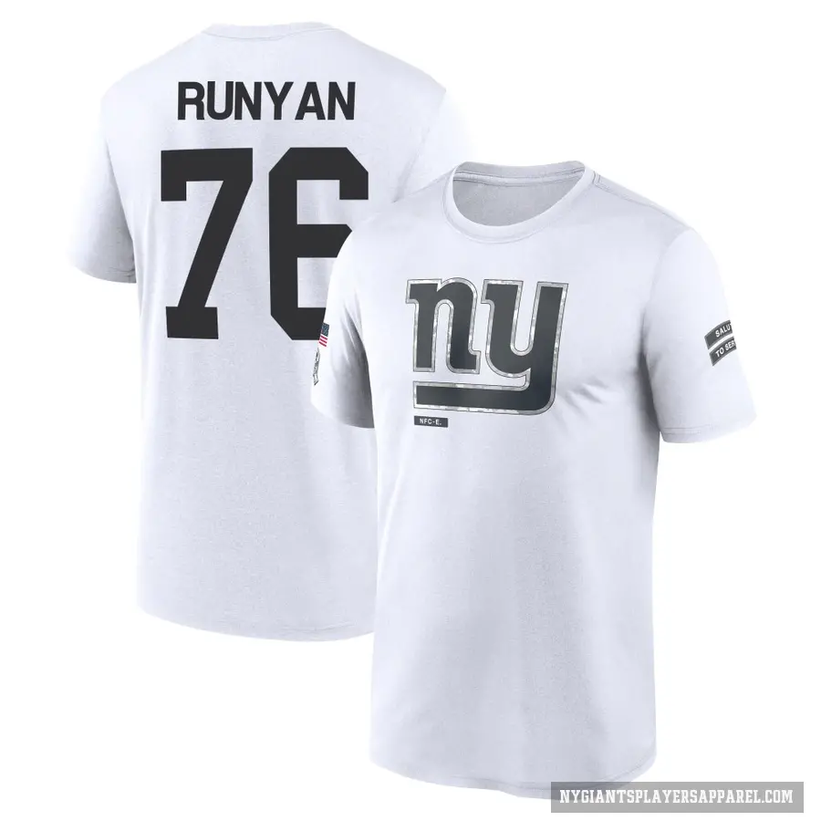 Youth ＃76 Jon Runyan New York Giants White 2024 Salute to Service Performance T-Shirt