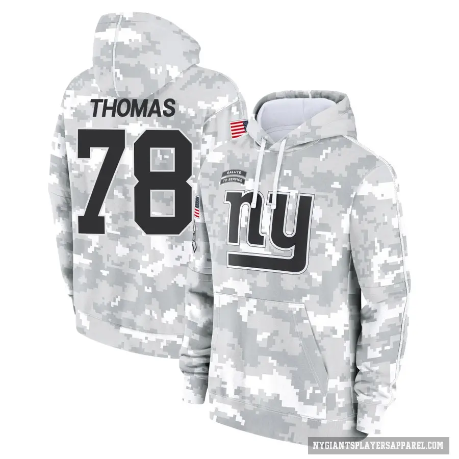 Youth ＃78 Andrew Thomas New York Giants Arctic Camo 2024 Salute to Service Club Fleece Pullover Hoodie
