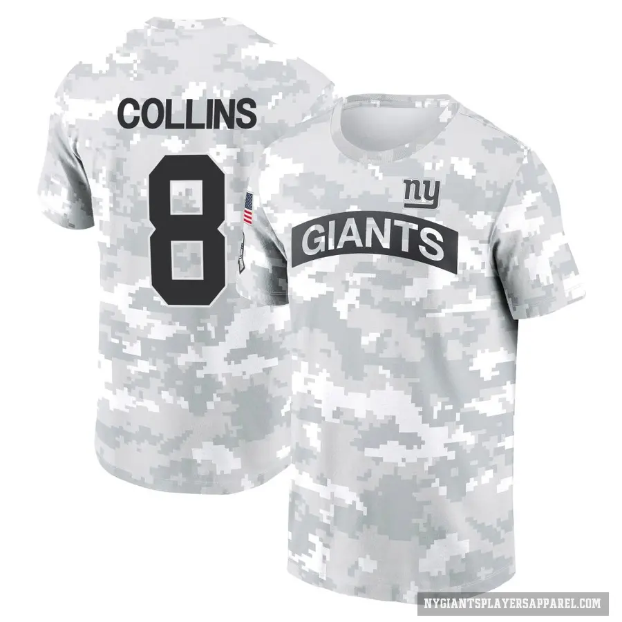 Youth ＃8 Beaux Collins New York Giants Camo Arctic 2024 Salute to Service Performance T-Shirt