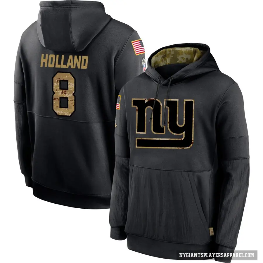 Youth ＃8 Jevon Holland New York Giants Black 2020 Salute to Service Sideline Performance Pullover Hoodie
