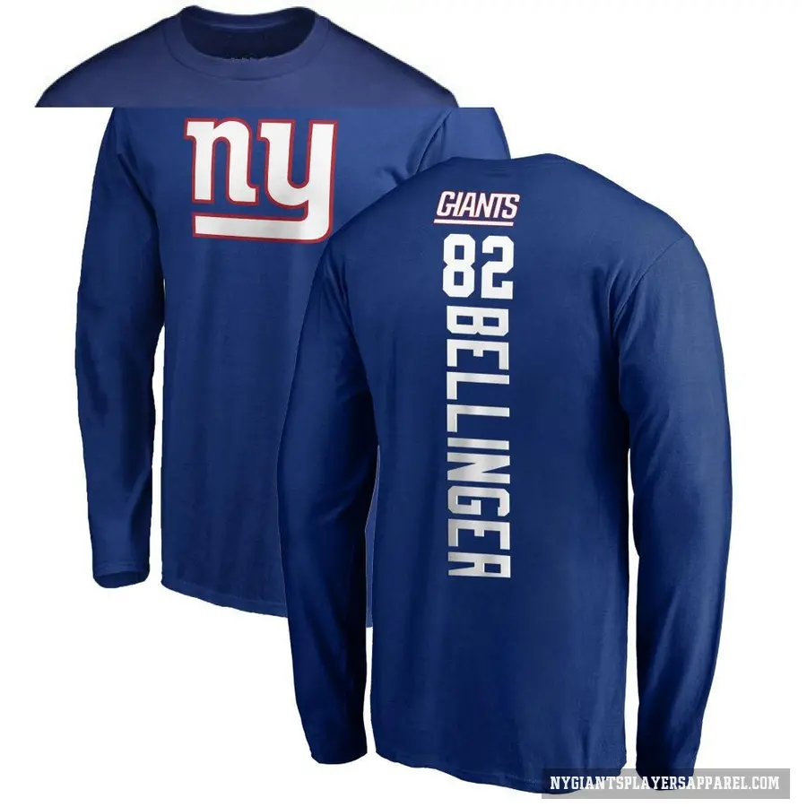 Youth ＃82 Daniel Bellinger New York Giants Royal Backer Long Sleeve T-Shirt