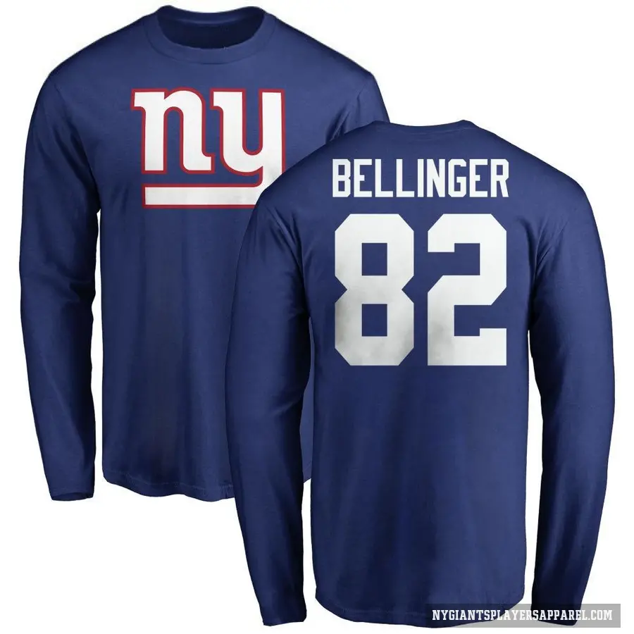 Youth ＃82 Daniel Bellinger New York Giants Royal Logo Long Sleeve T-Shirt