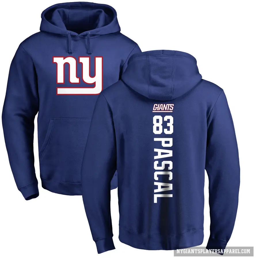 Youth ＃83 Zach Pascal New York Giants Royal Pro Line Backer Pullover Hoodie