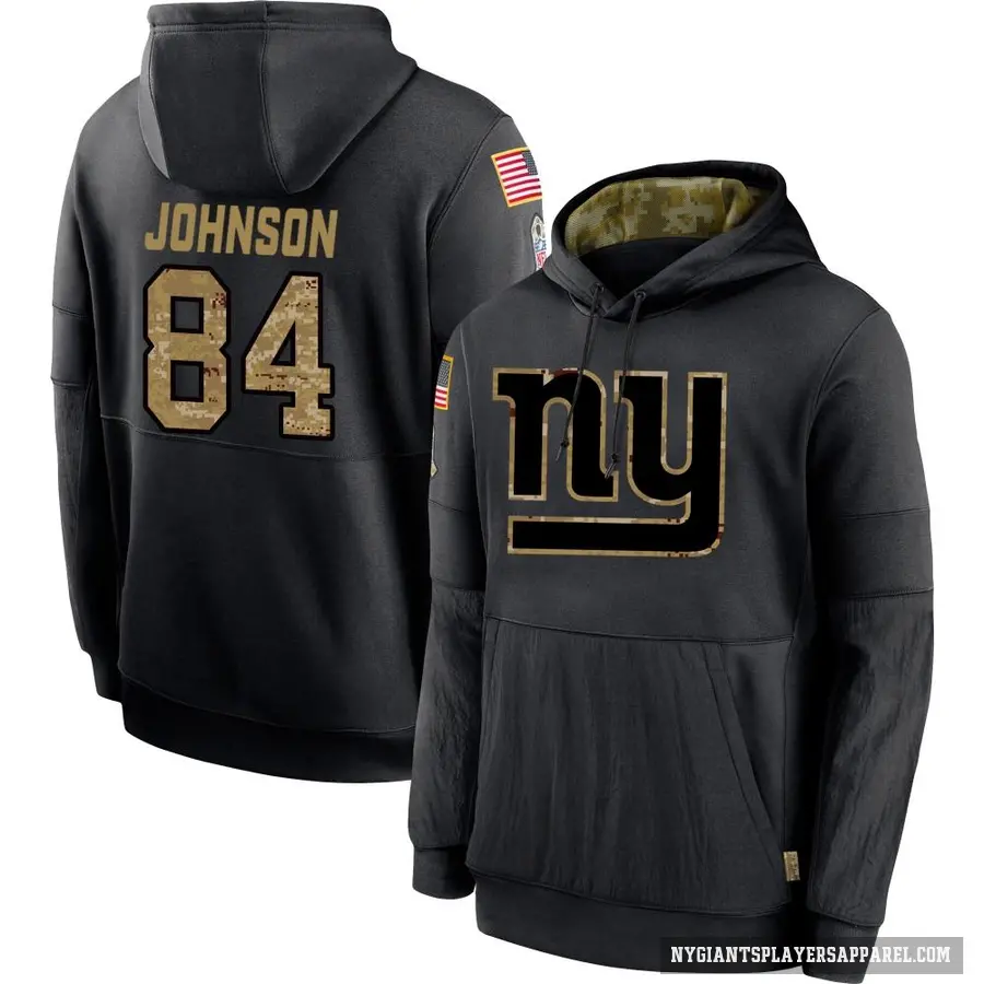 Youth ＃84 Theo Johnson New York Giants Black 2020 Salute to Service Sideline Performance Pullover Hoodie