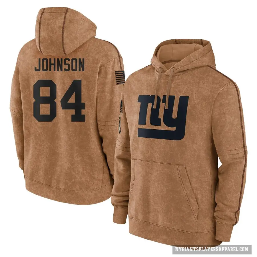 Youth ＃84 Theo Johnson New York Giants Brown 2023 Salute To Service Club Pullover Hoodie