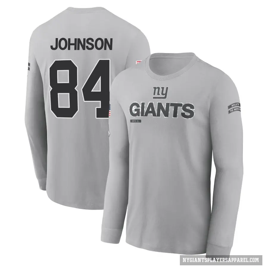 Youth ＃84 Theo Johnson New York Giants Gray 2024 Salute to Service Long Sleeve T-Shirt