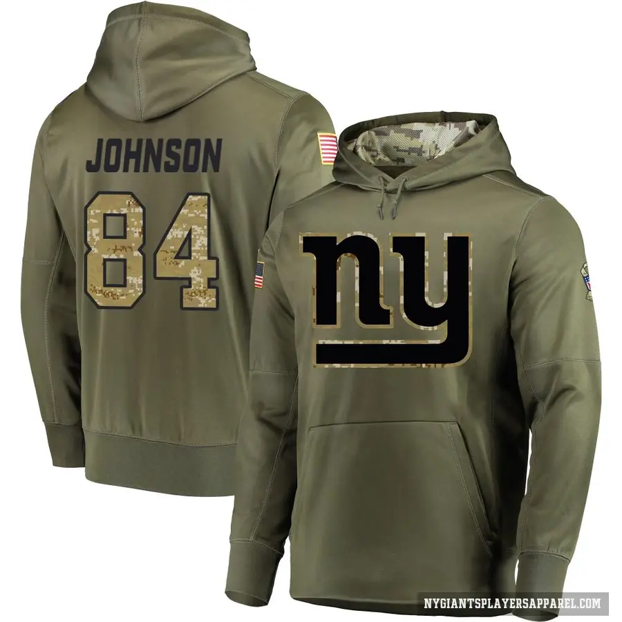 Youth ＃84 Theo Johnson New York Giants Olive Salute to Service Pullover Hoodie