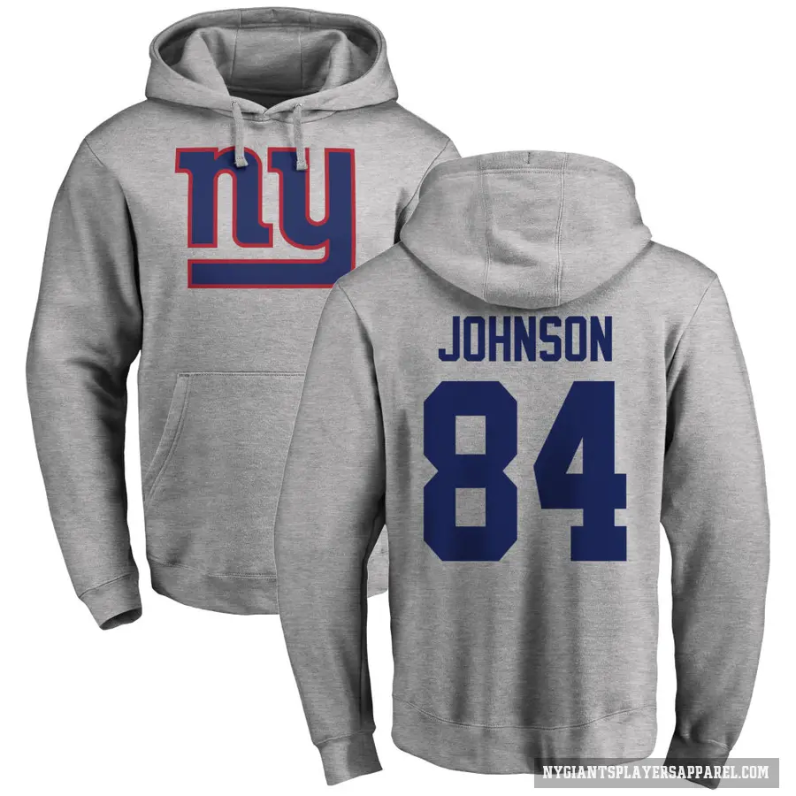 Youth ＃84 Theo Johnson New York Giants Pro Line Ash Name & Number Logo Pullover Hoodie