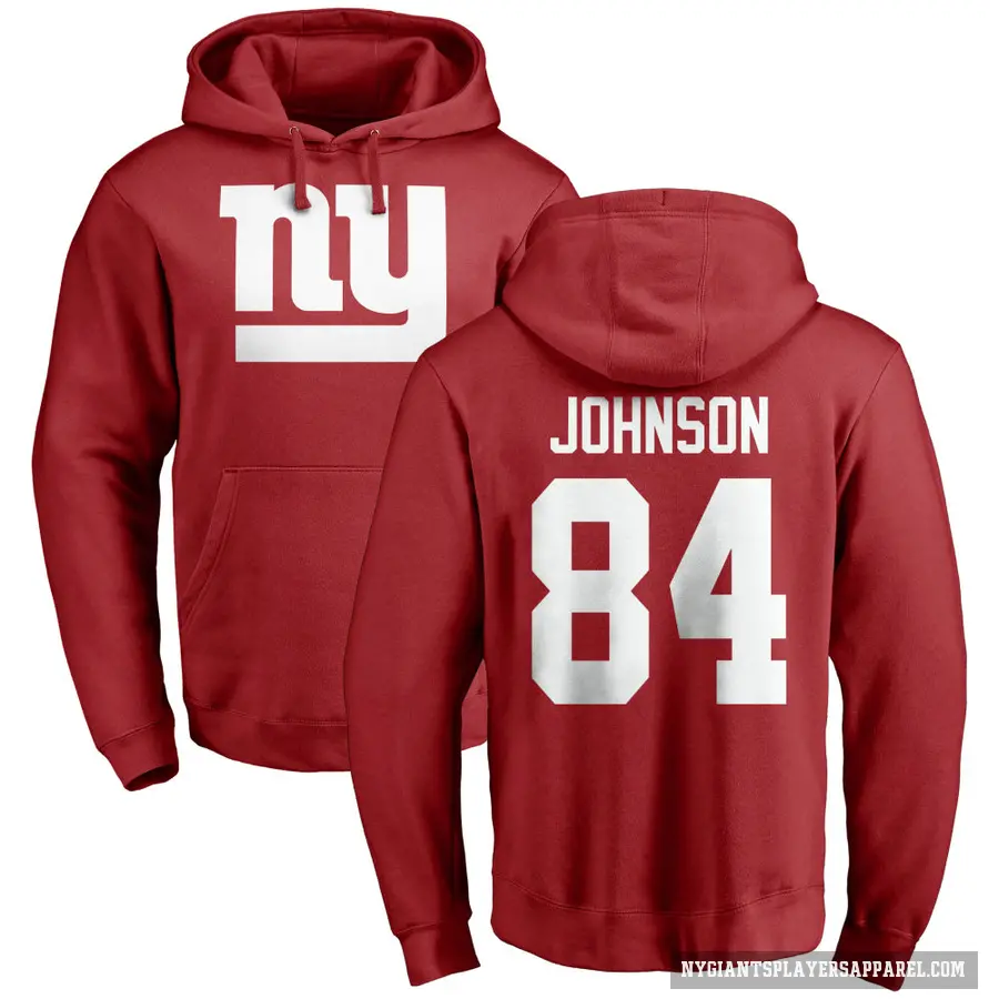 Youth ＃84 Theo Johnson New York Giants Red Pro Line Name & Number Logo Pullover Hoodie