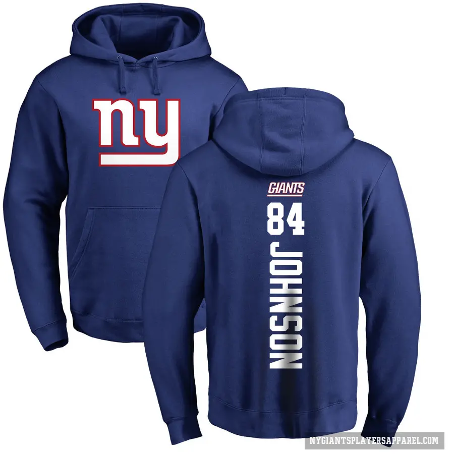 Youth ＃84 Theo Johnson New York Giants Royal Pro Line Backer Pullover Hoodie