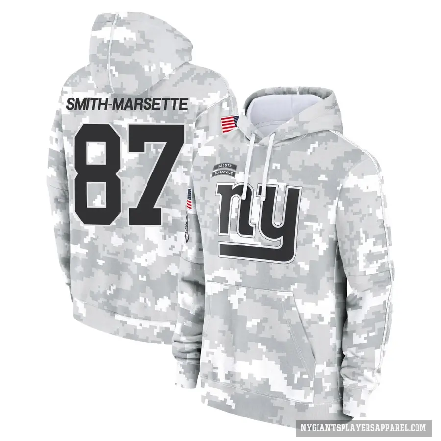 Youth ＃87 Ihmir Smith-Marsette New York Giants Arctic Camo 2024 Salute to Service Club Fleece Pullover Hoodie