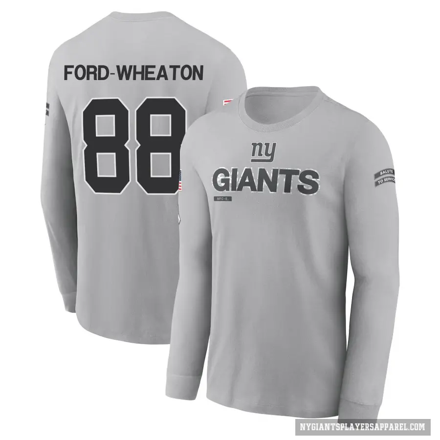 Youth ＃88 Bryce Ford-Wheaton New York Giants Gray 2024 Salute to Service Long Sleeve T-Shirt